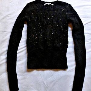 Rachel Roy Knitted Black Sweater With Gold Sequins and Fluffy Mohair